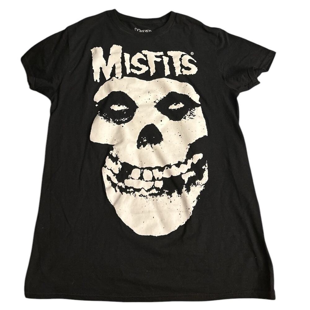 The Misfits Classic Skull With Logo Black Tee Shirt New Size Small Punk Rock